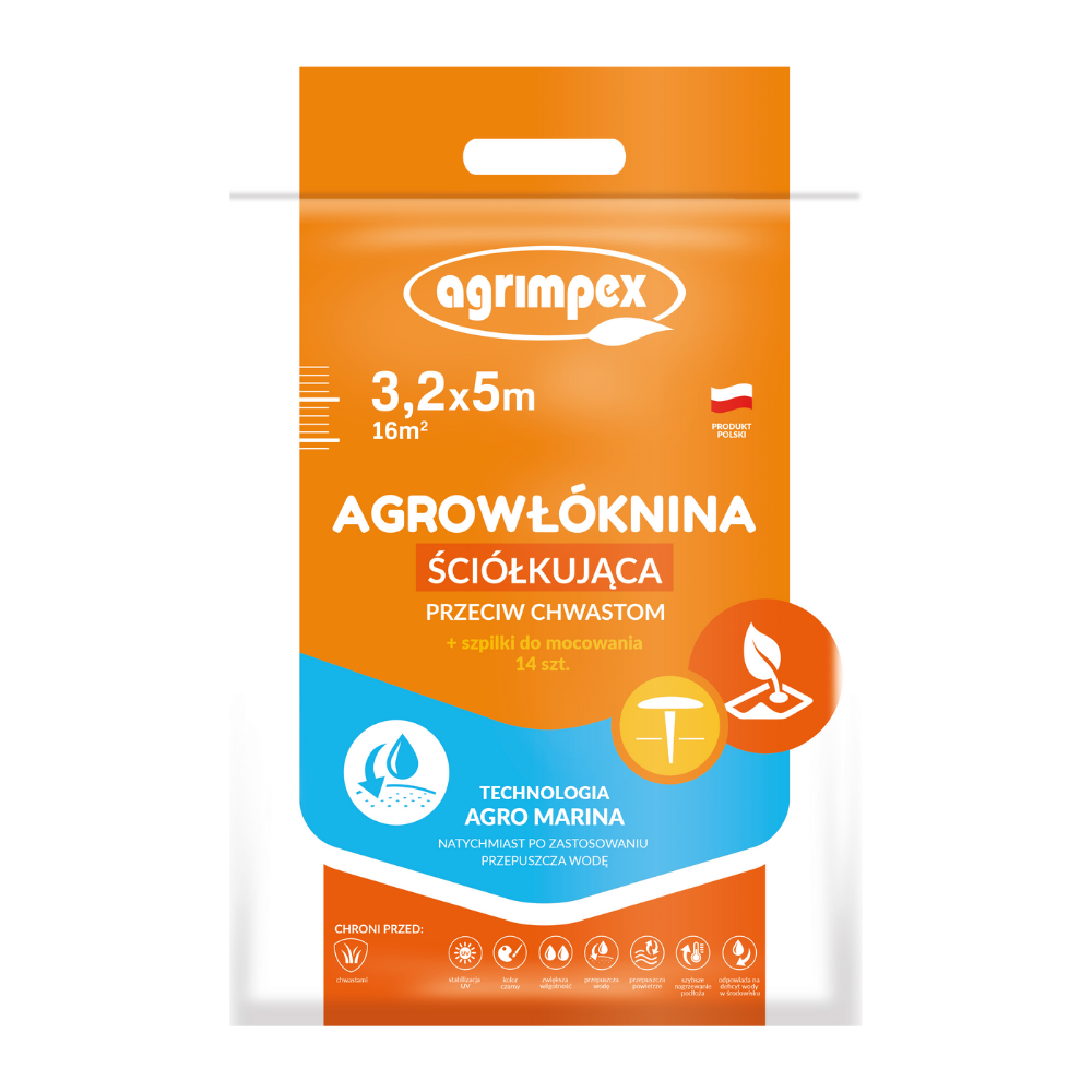 AGROWŁÓKNINA HOBBY ŚCIÓŁKUJĄCA AGRO-MARINA CZARNA PAKIET 3.2X5 50G+14 SZPILEK